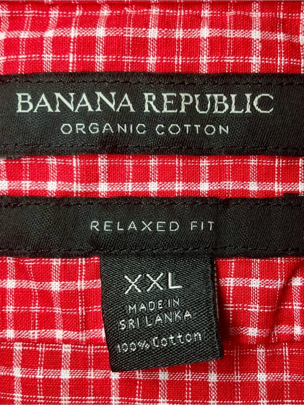 Banana Republic Relaxed Fit Organic Cotton Check Shirt in Red/White Mens XXL